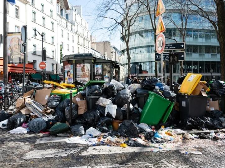 法國垃圾收集工人連續9天罷工 巴黎堆積逾七千噸垃圾